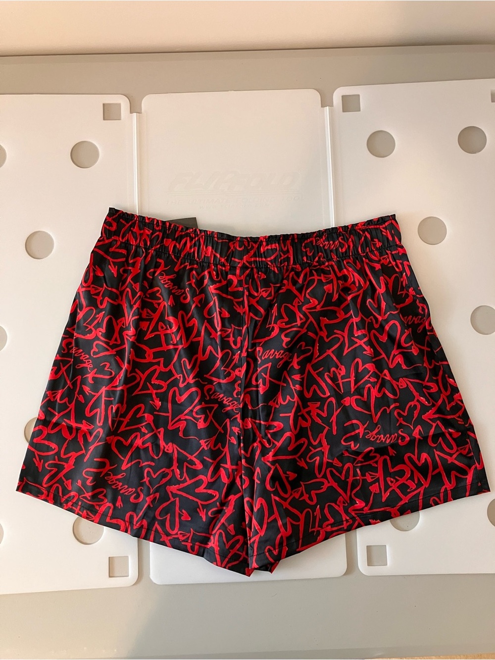 NWT Savage X Fenty Satin Boxers in Timeless Red Lover Print Medium